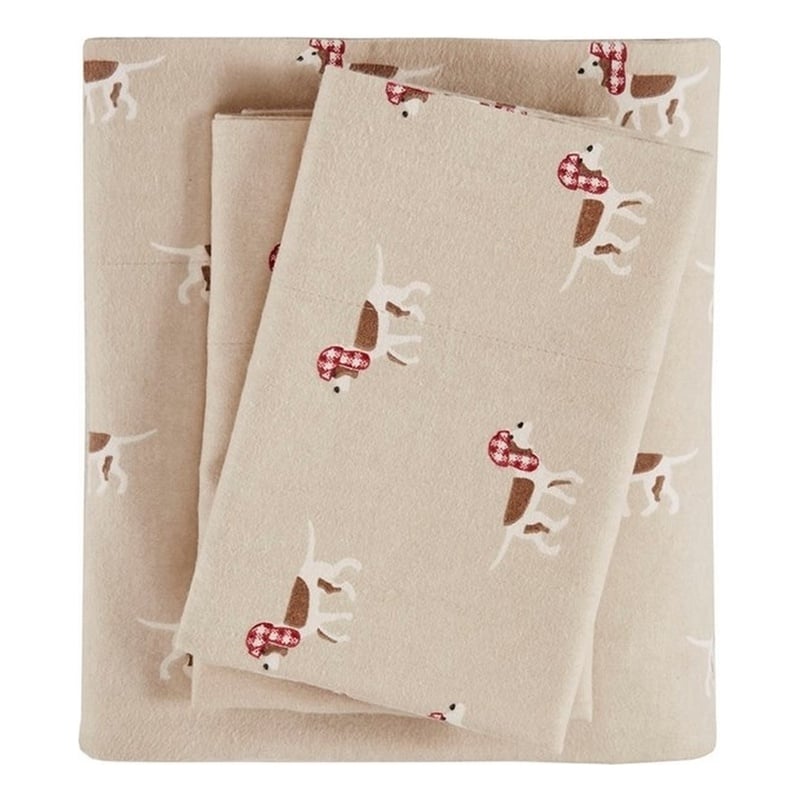 Woolrich Flannel Sheet Set in Tan Dog Full