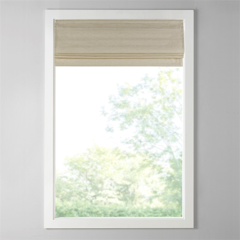 Madison Park Como Printed Faux Silk Room Cordless Roman Shade in Taupe 39x64