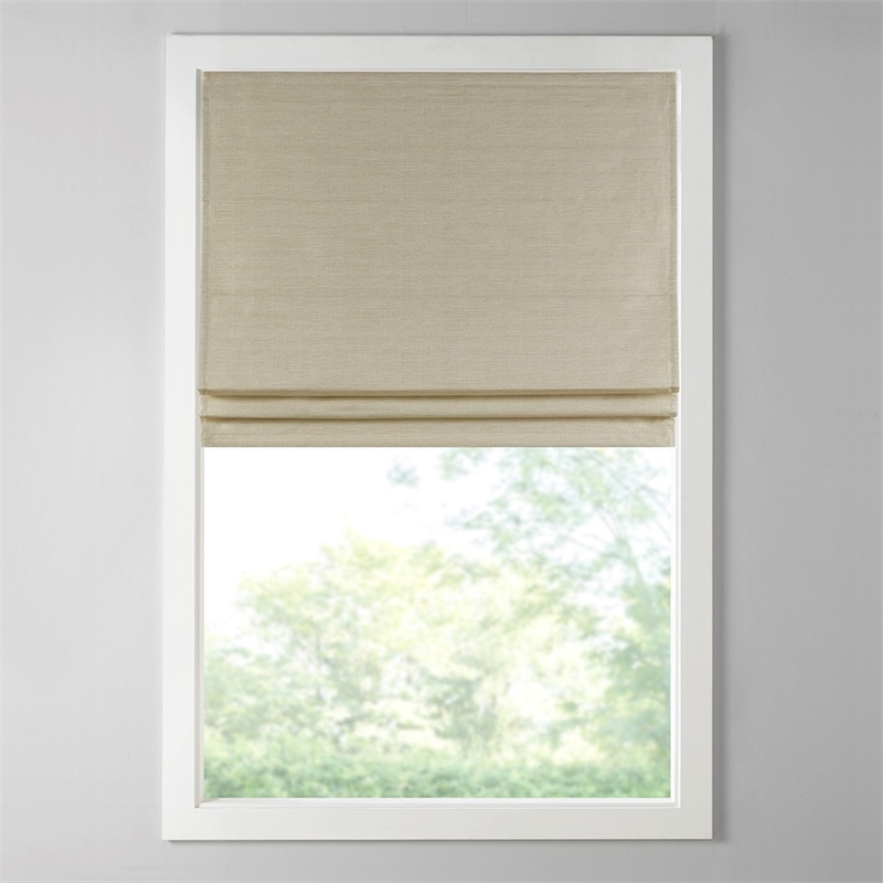 Madison Park Como Printed Faux Silk Room Cordless Roman Shade in Taupe 31x64