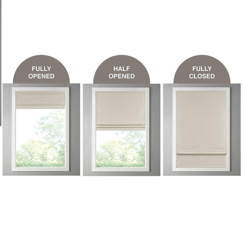 Madison Park Como Printed Faux Silk Room Cordless Roman Shade in Taupe 33x64