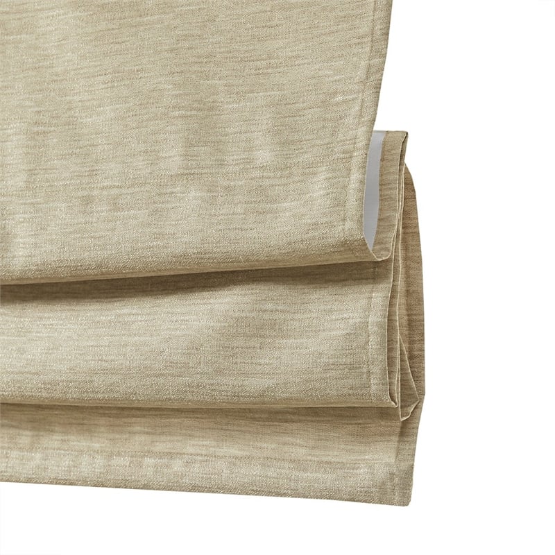 Madison Park Como Printed Faux Silk Room Cordless Roman Shade in Taupe 33x64
