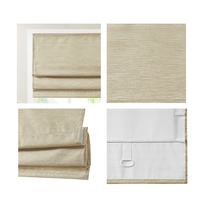 Madison Park Como Printed Faux Silk Room Cordless Roman Shade in Taupe 33x64