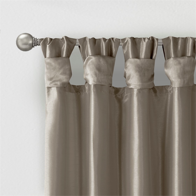 Madison Park Emilia Twist Tab Lined Window Curtain in Pewter 50x108