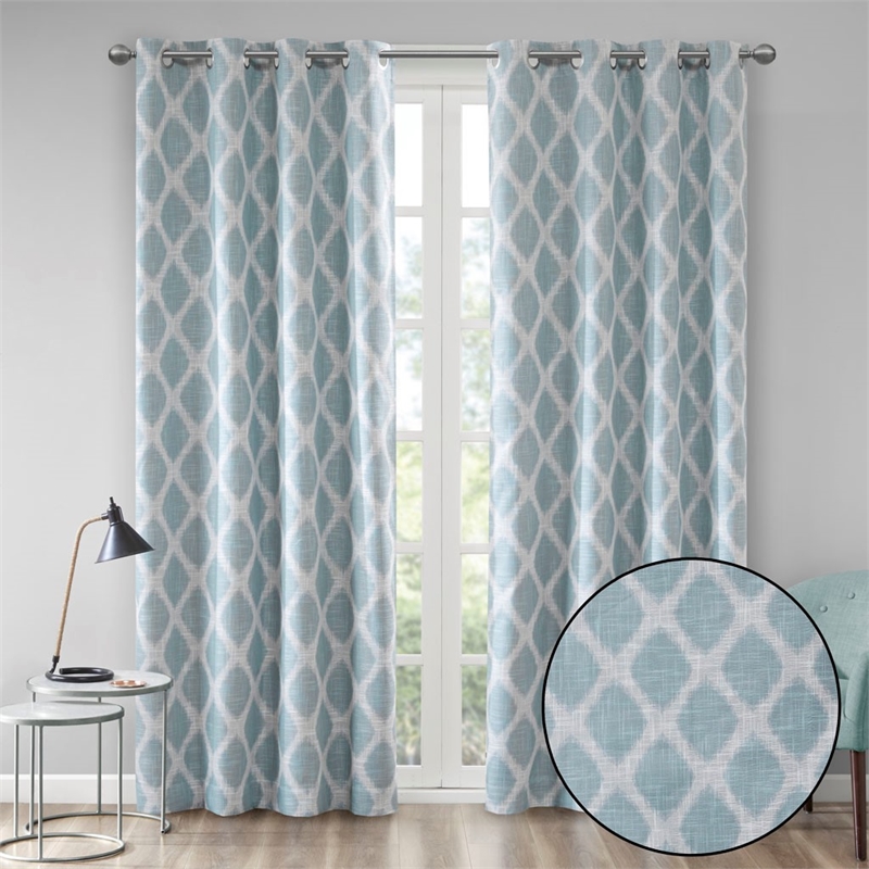SunSmart Blakesly Printed Ikat Blackout Panel in Aqua