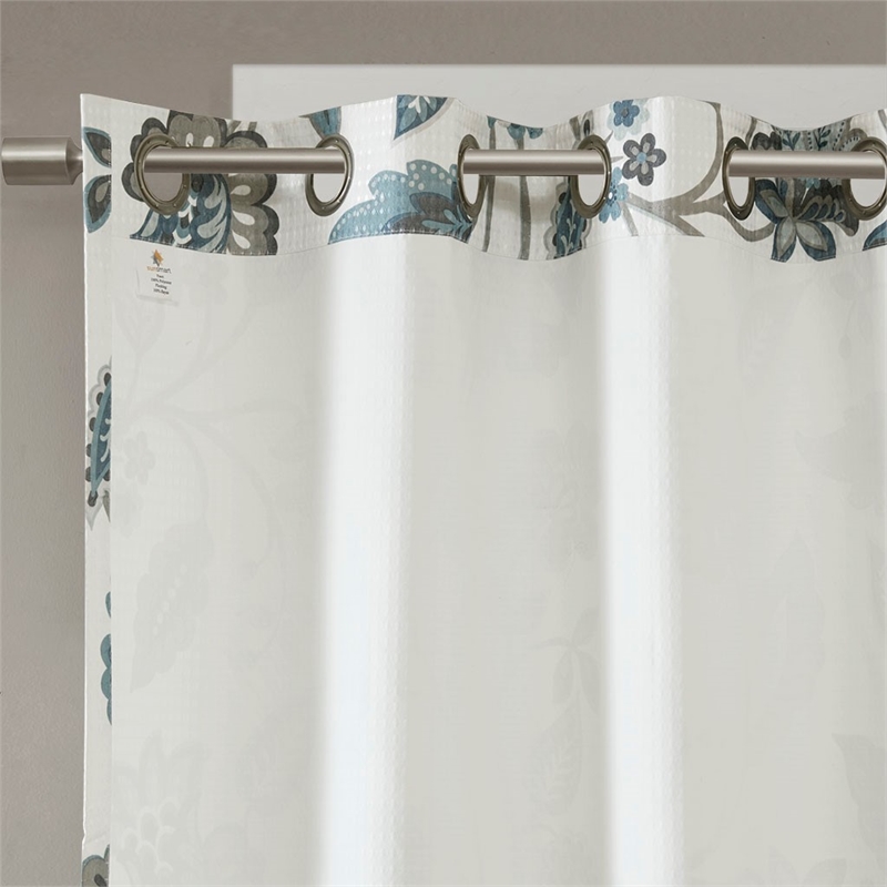 SunSmart Camille Jacquard Printed Room Darkening Panel in Aqua