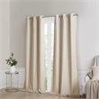 SunSmart Como Tonal Printed Faux Silk Total Blackout Window Panel Pair in Taupe