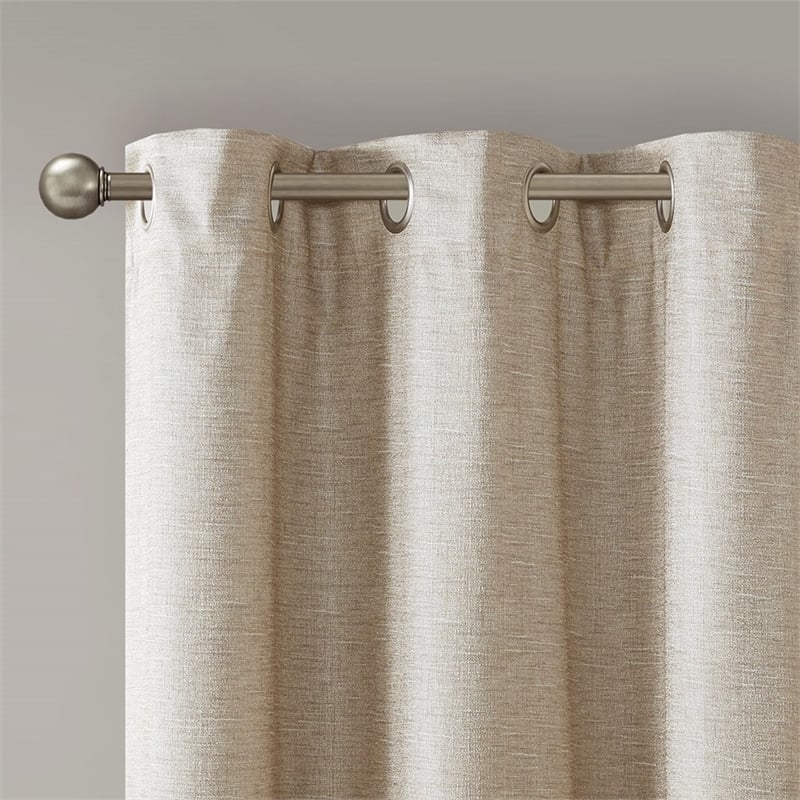 SunSmart Como Tonal Printed Faux Silk Total Blackout Window Panel Pair in Taupe