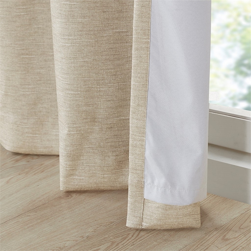 SunSmart Como Tonal Printed Faux Silk Total Blackout Window Panel Pair in Taupe