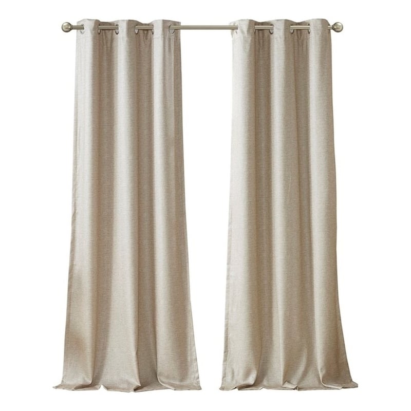 SunSmart Como Tonal Printed Faux Silk Total Blackout Window Panel Pair in Taupe