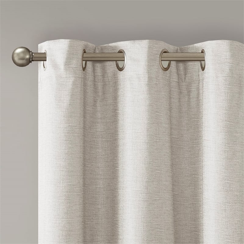 SunSmart Como Tonal Printed Faux Silk Total Blackout Window Panel Pair in Ivory