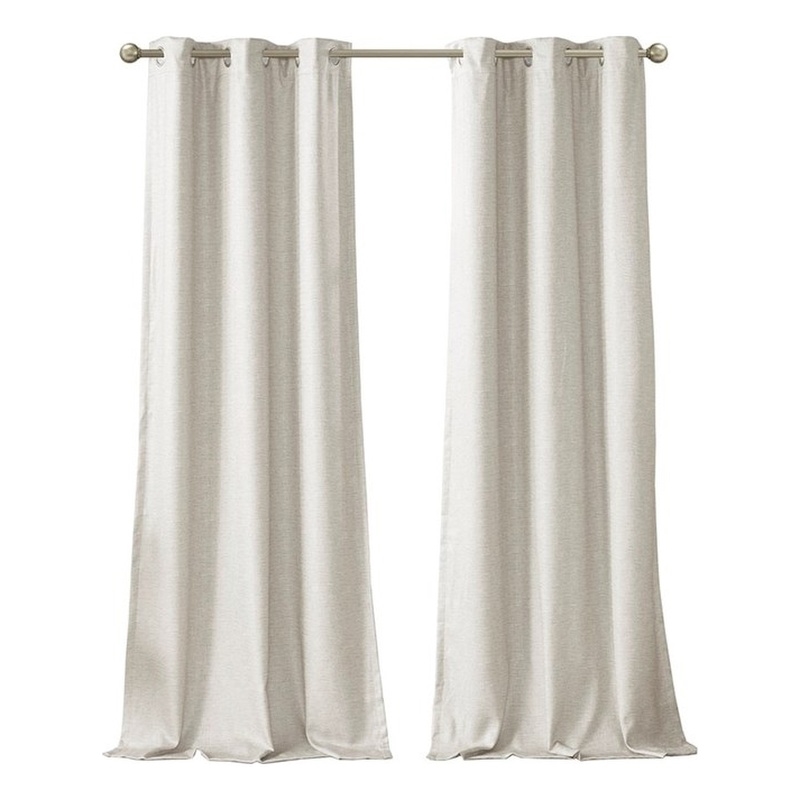 SunSmart Como Tonal Printed Faux Silk Total Blackout Window Panel Pair in Ivory