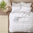 Madison Park Celeste 4-Piece Fabric Ruffle Quilt Set with Throw Pillow in White