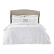 Madison Park Celeste 4-Piece Fabric Ruffle Quilt Set with Throw Pillow in White