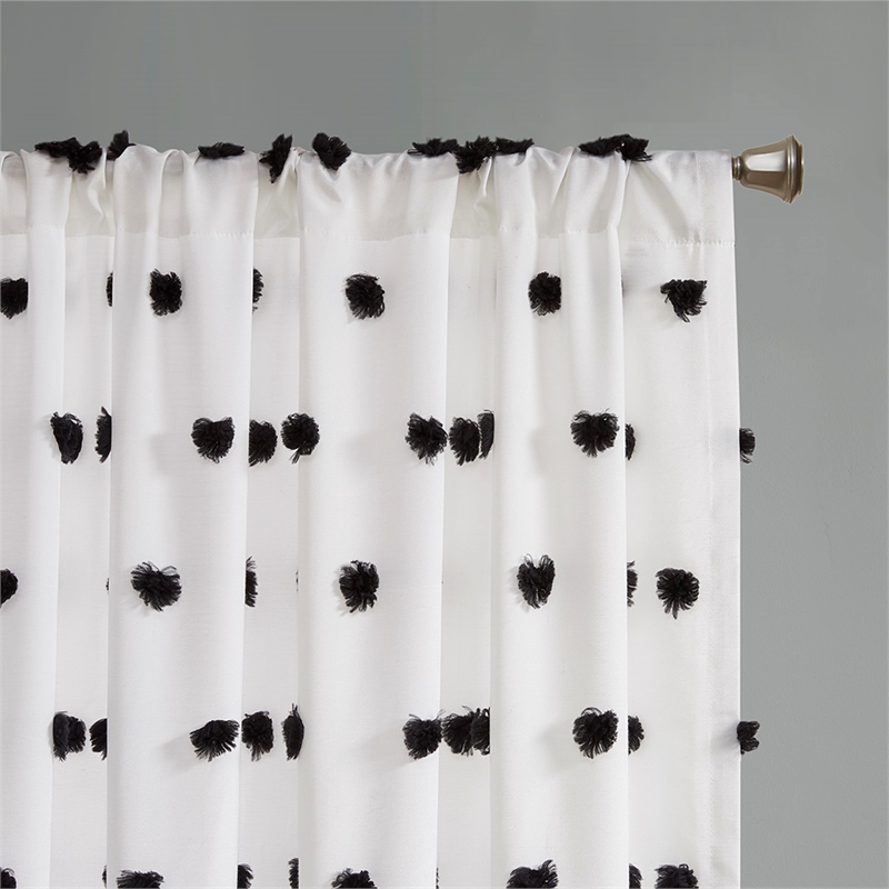 Intelligent Design Sophie Fabric Pom Pom Embellished Window Panel in Black