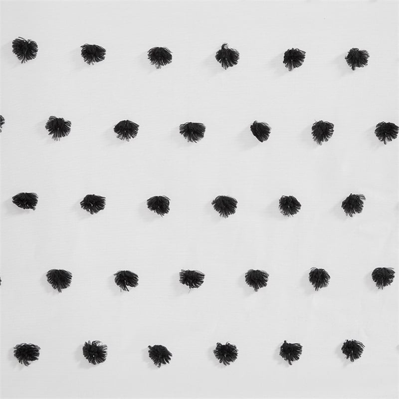 Intelligent Design Sophie Fabric Pom Pom Embellished Window Panel in Black