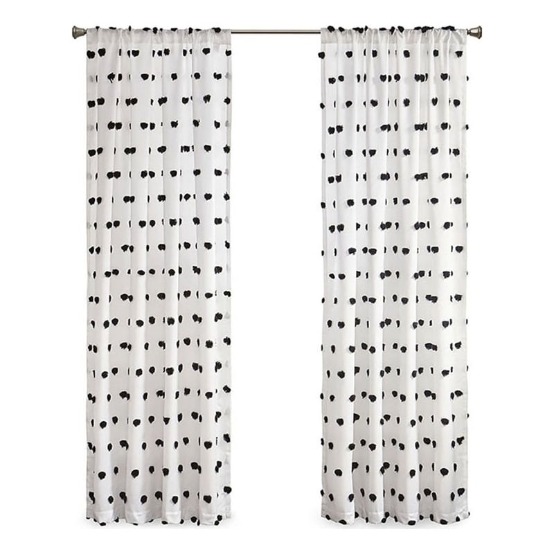 Intelligent Design Sophie Fabric Pom Pom Embellished Window Panel in Black