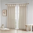 Madison Park Rosette Floral Embellished Cuff Tab Top Window Panel in Linen Beige