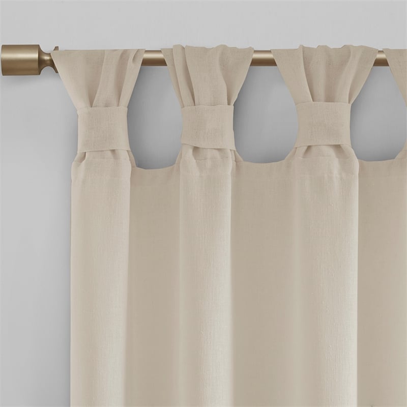 Madison Park Rosette Floral Embellished Cuff Tab Top Window Panel in Linen Beige