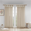Madison Park Rosette Floral Embellished Cuff Tab Top Window Panel in Linen Beige