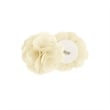 Madison Park Rosette Floral Embellished Cuff Tab Top Solid Window Panel in Beige