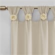Madison Park Rosette Floral Embellished Cuff Tab Top Solid Window Panel in Beige