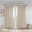 Madison Park Rosette Floral Embellished Cuff Tab Top Solid Window Panel in Beige