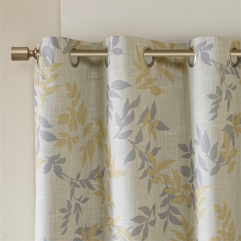 SunSmart Julie Contemporary Fabric Printed Botanical Blackout Panel in Yellow