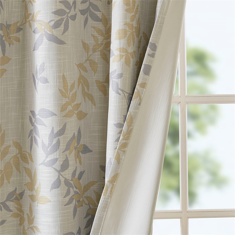 SunSmart Julie Contemporary Fabric Printed Botanical Blackout Panel in Yellow