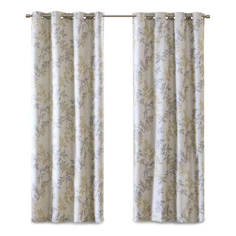 SunSmart Julie Contemporary Fabric Printed Botanical Blackout Panel in Yellow