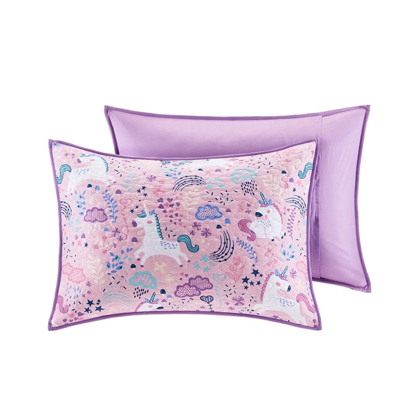 Urban Habitat Lola Unicorn Cotton Quilt Set with Throw Pillows in Pink