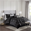Madison Park Laurel 7-Piece Transitional Fabric Tufted Comforter Set in Black