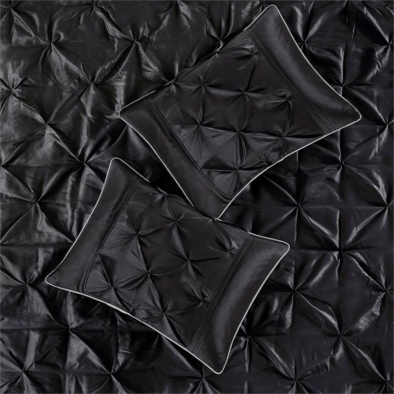 Madison Park Laurel 7-Piece Transitional Fabric Tufted Comforter Set in Black