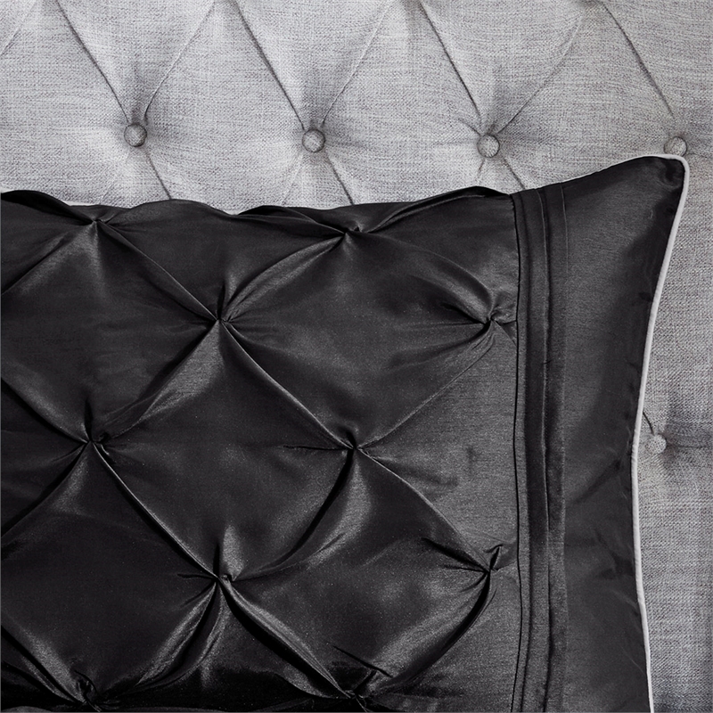 Madison Park Laurel 7-Piece Transitional Fabric Tufted Comforter Set in Black