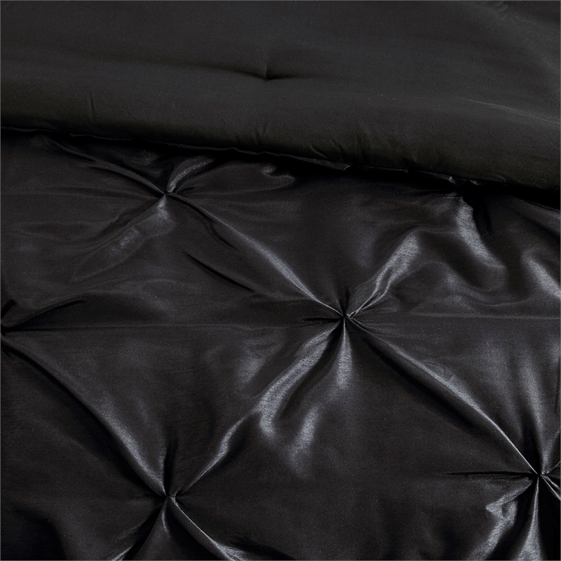 Madison Park Laurel 7-Piece Transitional Fabric Tufted Comforter Set in Black