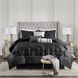 Madison Park Laurel 7-Piece Transitional Fabric Tufted Comforter Set in Black