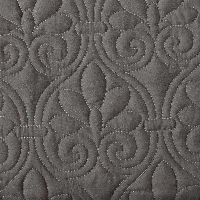 Madison Park Quebec 3-Piece Fabric Fitted Bedspread Set in Charcoal