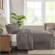 Madison Park Quebec 3-Piece Fabric Fitted Bedspread Set in Charcoal