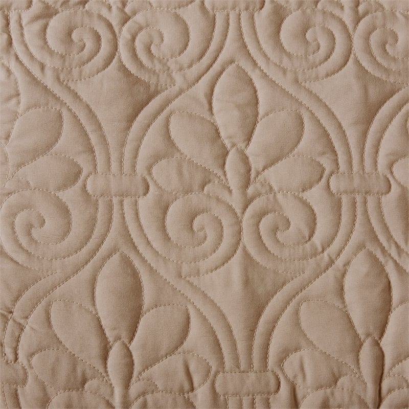 Madison Park Quebec 3-Piece Fabric Fitted Bedspread Set in Khaki