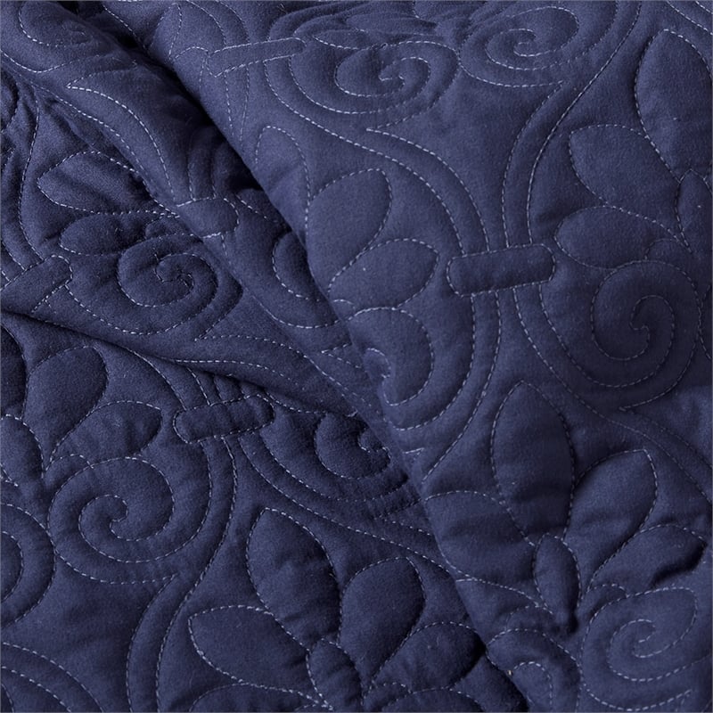 Madison Park Quebec 3-Piece Fabric Fitted Bedspread Set in Navy
