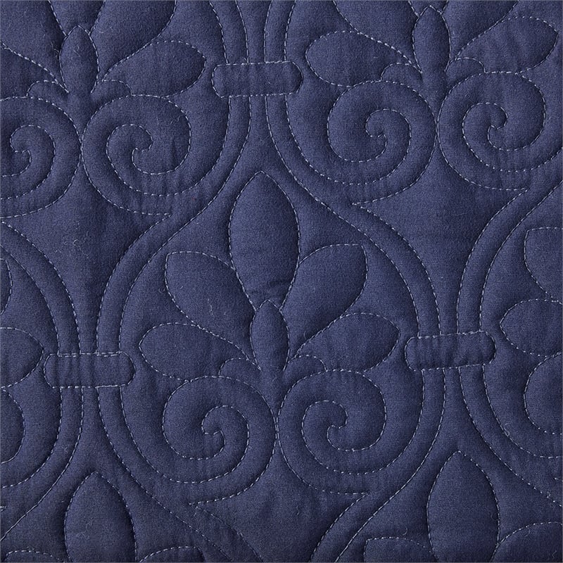 Madison Park Quebec 3-Piece Fabric Fitted Bedspread Set in Navy