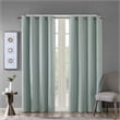SunSmart Maya Fabric Printed Heathered Blackout Window Panel - Dusty Seafoam