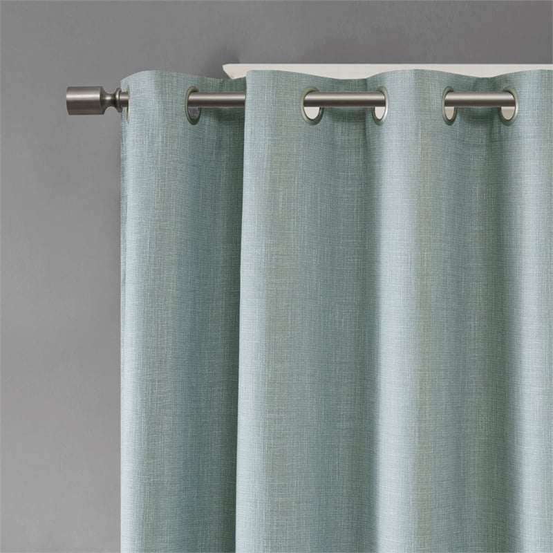 SunSmart Maya Fabric Printed Heathered Blackout Window Panel - Dusty Seafoam