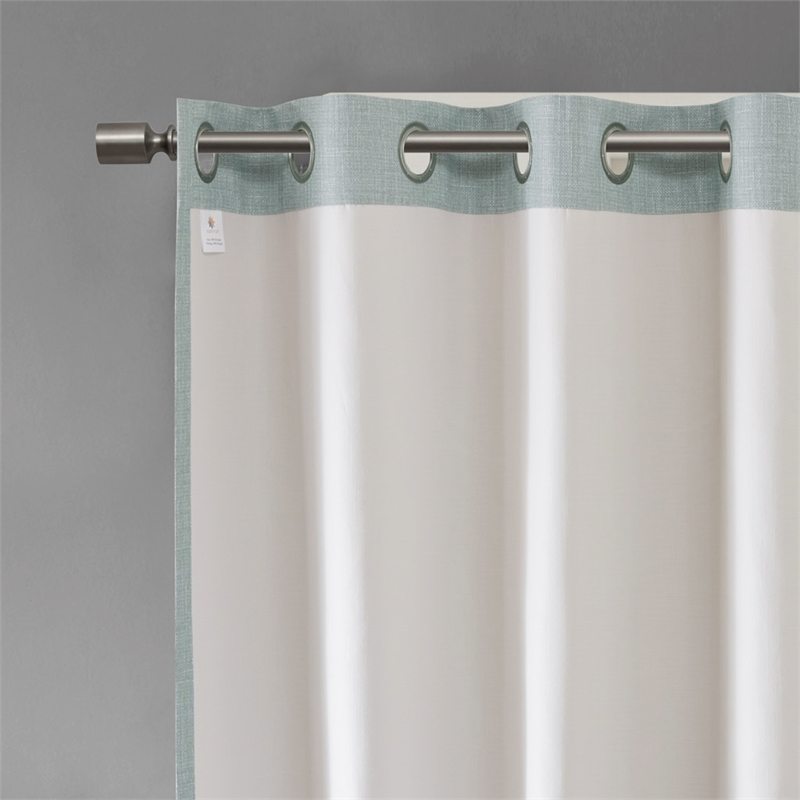 SunSmart Maya Fabric Printed Heathered Blackout Window Panel - Dusty Seafoam