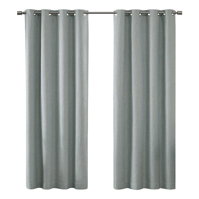 SunSmart Maya Fabric Printed Heathered Blackout Window Panel - Dusty Seafoam