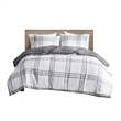 Intelligent Design Pike Fabric Plaid Reversible Comforter Set in White/Gray