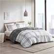 Intelligent Design Pike Fabric Plaid Reversible Comforter Set in White/Gray
