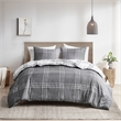 Intelligent Design Pike Fabric Plaid Reversible Comforter Set in White/Gray