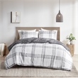Intelligent Design Pike Fabric Plaid Reversible Comforter Set in White/Gray