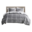Intelligent Design Pike Fabric Plaid Reversible Comforter Set in White/Gray