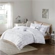 Intelligent Design Raina Fabric Metallic Printed Comforter Set in White/Silver